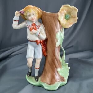 Vintage 1952 Hand Painted Figural Boy Vase